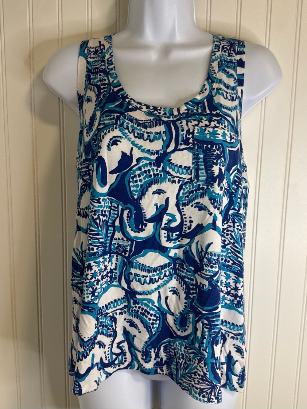 Lilly Pulitzer Crayton Racer Back Tank Blue Design Size Small